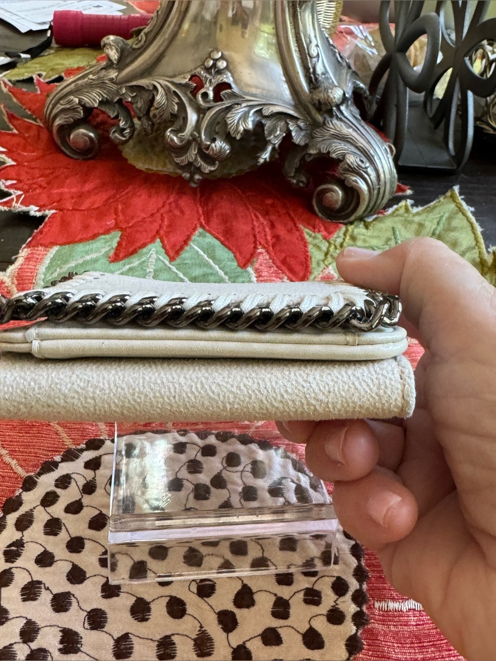 Stella McCartney Cream Woven-Edge Chain Small Wallet NWOT - Picture 7 of 13